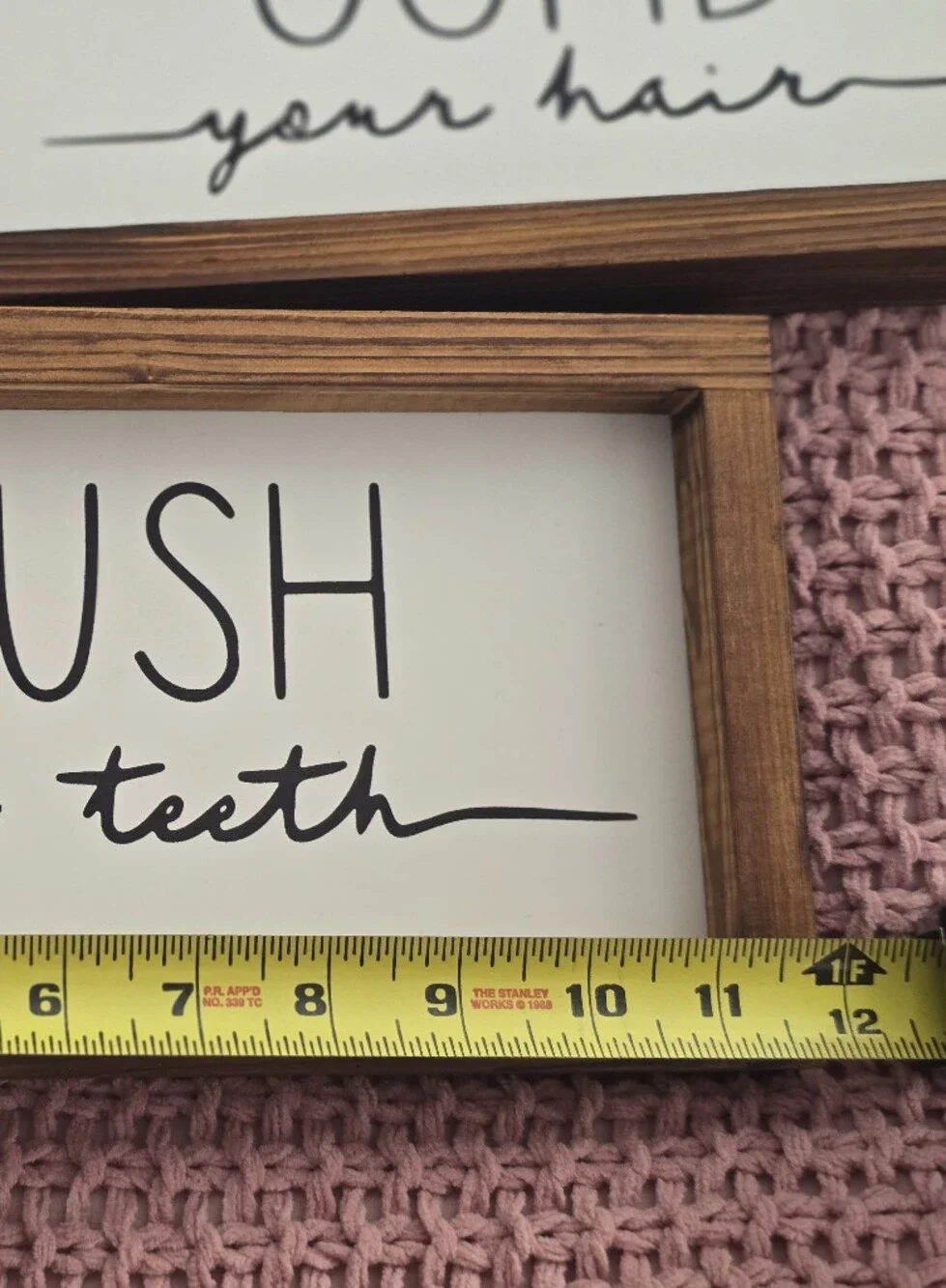 Wooden Bathroom Wall Sign - Comb Brush Wash (White/Black)